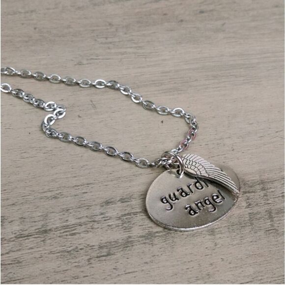 Guardian Angel Silver tone necklace 17" long - Picture 2 of 3